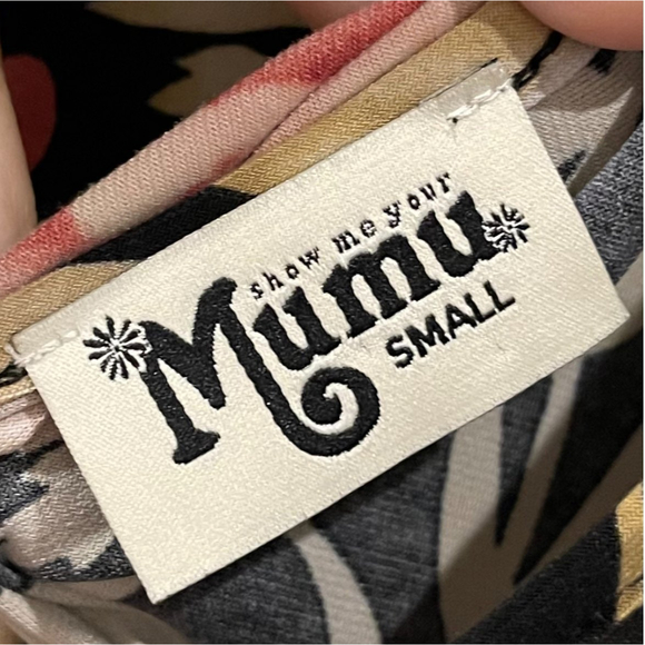 SHOW ME YOUR MUMU Cold Shoulder Black Beige Floral Mini Dress - Picture 3 of 5